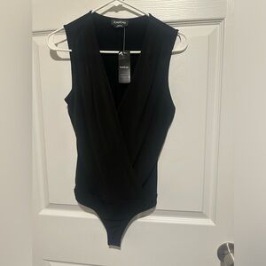 Bebe Classic Black V-Neck Bodysuit